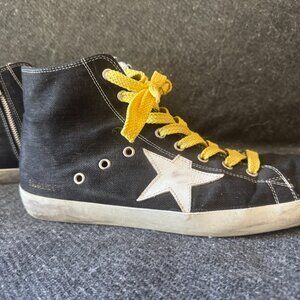 Golden Goose Francy Sneakers Black White Star Zip Distressed Mens EU 43  / US 10